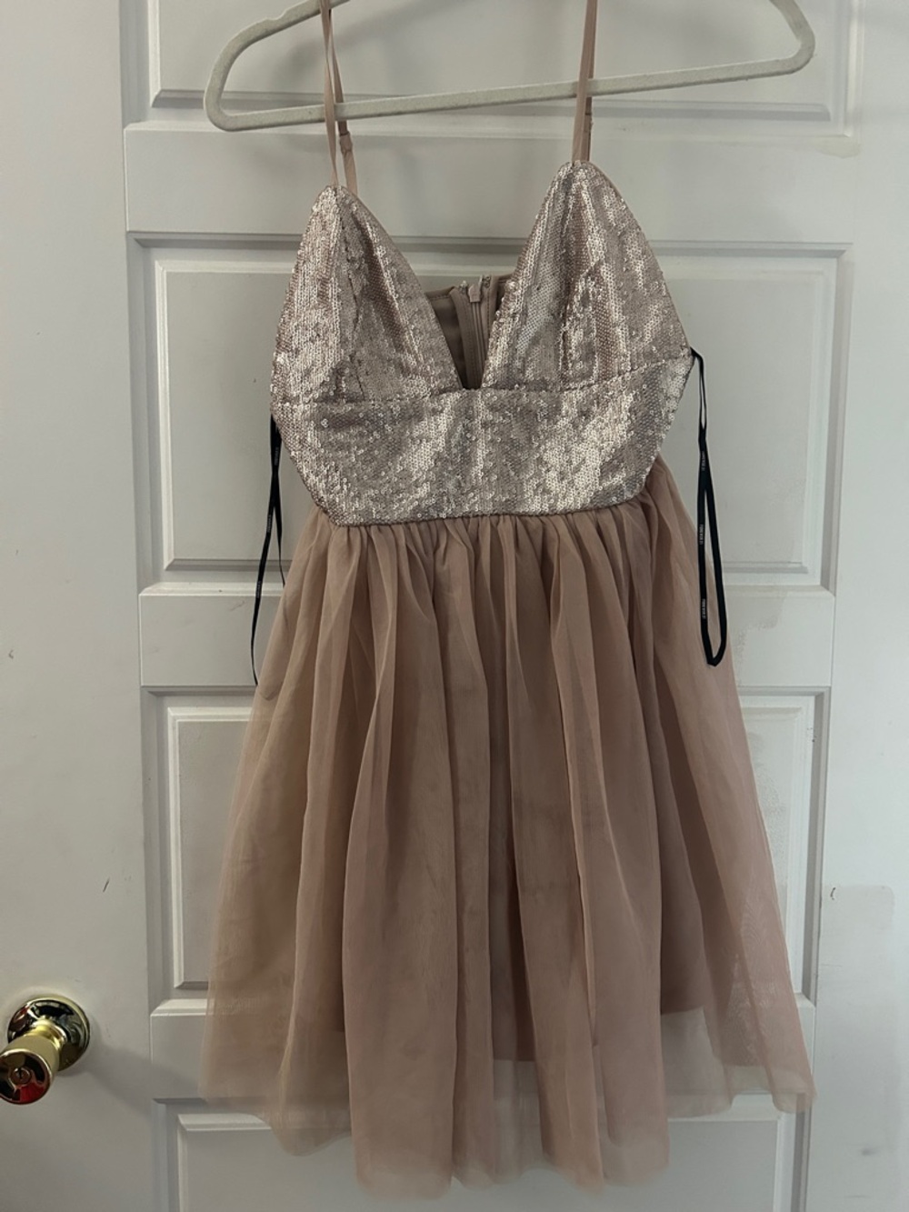 Sparkle Sequin Bodice Tulle Skirt Dress - Blush